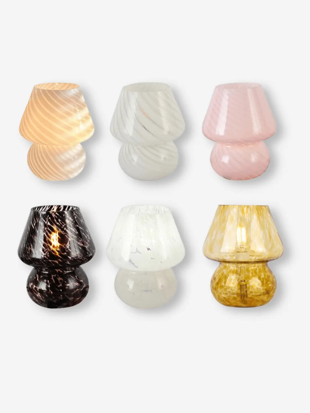 plusieurs coloris de lampes de chevet champignon en verre mignonnes et cocooning