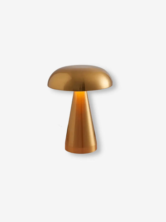 lampe de chevet champignon metal moderne doree