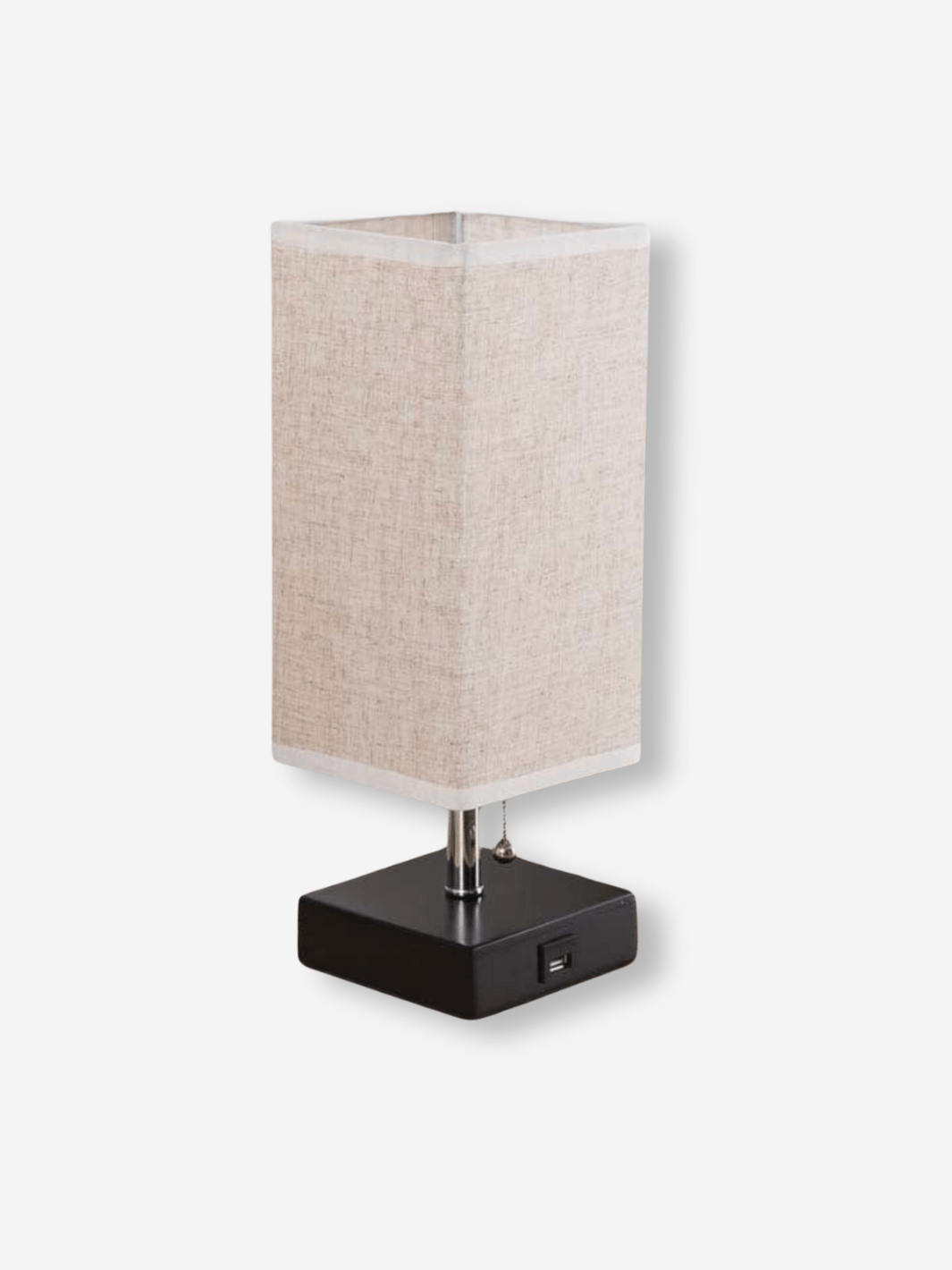 Lampe de Chevet Chargeur - Carré Connect Prise Simple - Abat-Jour Beige