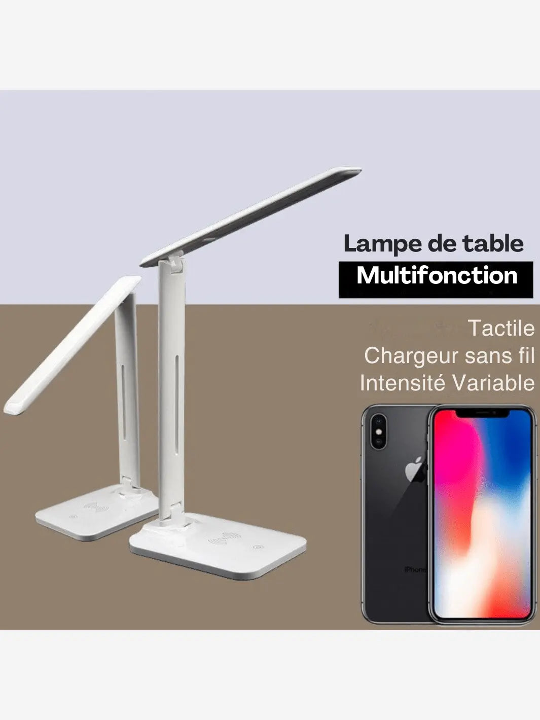 Présentation d'une lampe de chevet chargeur à induction de couleur blanche