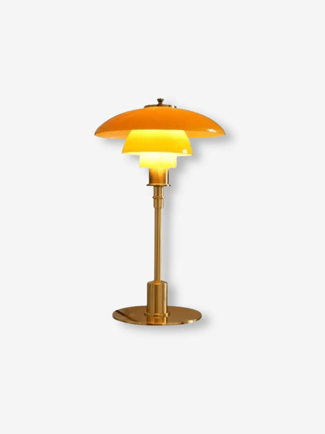 lampe de chevet metal orange et or design moderne champignon