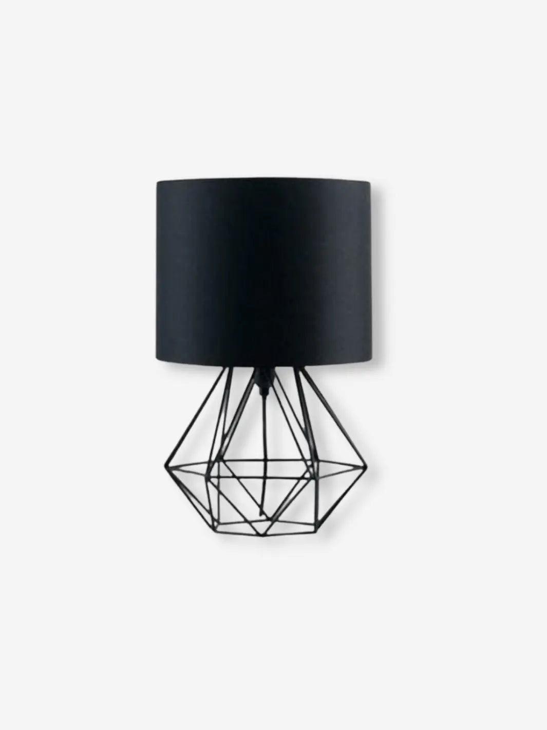 lampe de chevet metal moderne avec abat jour noir et pied en metal de forme geometrique noir